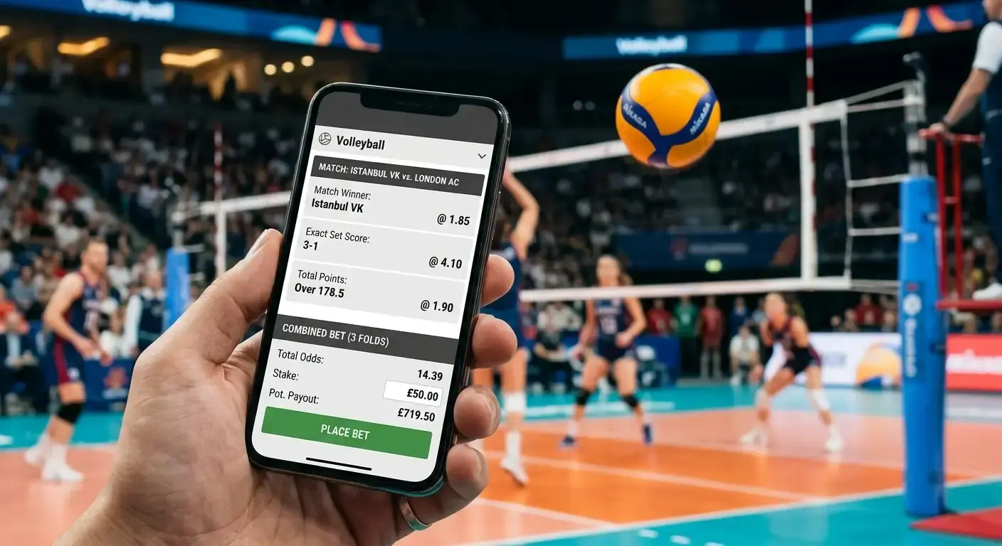 Bet builder фиш за волейболен мач с няколко комбинирани селекции